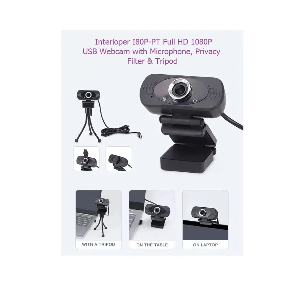 Full HD Webcam 1080P Clip-On USB with Microphone Privacy Filter & Tripod